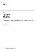 AQA AS HISTORY 7041/2B The Wars of the Roses, 1450–1499 Component 2B JUNE 2023 MARK SCHEME: The Fall of the House of Lancaster, 1450–1471