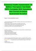 Essential Health Assessment 1st Edition Thompson Test Bank 100% Complete With Questions and Correct Answers Guaranteed Solution