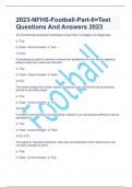 2023-NFHS-Football-Part-II=Test Questions And Answers 2023    Any forward pass purposely incomplete to save loss of yardage is an illegal pass.        (2-18, 2-27)    The signal for free-kick infractions, other than encroachment of the neutral zone, has  