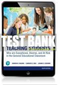 Test Bank For Teaching Students Who are Exceptional, Diverse, and At Risk in the General Educational Classroom 8th Edition All Chapters - 9780137871520