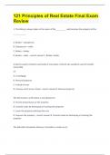 121 Principles of Real Estate Final Exam Review questions and answers