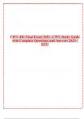 CWV-101 Final Exam 2023 –CWV Study Guide with Complete Questions and Answers 2023 - GCU