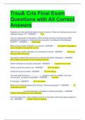 Trau& Cris Final Exam Questions with All Correct Answers 