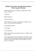 Business Stats Final: Straighterline Questions With Complete Solutions