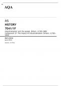 AQA AS HISTORY  Industrialisation and the people: Britain, c1783–1885 Component 1F JUNE 2023 MARK SCHEME: The impact of industrialisation: Britain, c1783–1832