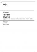 AQA A-level HISTORY Component 1G JUNE 2023 MARK SCHEME: Challenge and transformation: Britain, c1851–1964