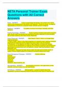 NETA Personal Trainer Exam Questions with All Correct Answers 