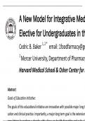 A New Model for Integrative Medicine Education and Training : Designing and Implementing a Capstone Honors Course (4th year level )  Elective for Undergraduates in the Fundamentals of Food Ethnobotany, Culinary Medicine, and Plant-Based Health.