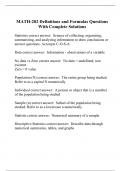 MATH-202 Definitions and Formulas Questions With Complete Solutions