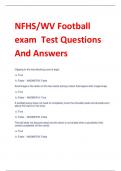 NFHS/WV Football  exam Test Questions  And Answers