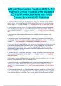 ATI Nutrition Online Practice 2019 A/ ATI  Nutrition Online Practice 2019 Updated  2023-2024 with Questions and 100%  Correct Answers/ ATI Nutrition