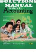 SOLUTIONS MANUAL for Century 21 Accounting: General Journal 10th Edition Gilbertson, Mark, Harmon-Gentene Debra | Complete 28 Chapters