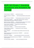 NUR 163 Exam 1 Hondros Questions and Answers All Correct 