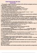 Anesthesia-Exam and quiz questions 1. The specific stage of general anesthesia with sufficient analgesia and muscle relaxation: Surgical anesthesia 2. The best anesthesia: Balanced anesthesia 3. Minimally or unaware of surroundings: Sedation 4. Aware of s