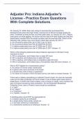 Adjuster Pro: Indiana Adjuster's License - Practice Exam Questions With Complete Solutions.