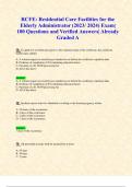 RCFE: Residential Care Facilities for the Elderly Administrator (2023/ 2024) Exam| 100 Questions and Verified Answers| Already Graded A