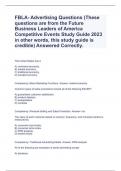 FBLA- Advertising Questions (These questions are from the Future Business Leaders of America Competitive Events Study Guide 2023 in other words, this study guide is credible) Answered Correctly.