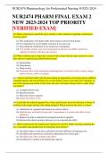 NUR2474 PHARM FINAL EXAM 2 NEW 2023-2024 TOP PRIORITY |VERIFIED EXAM