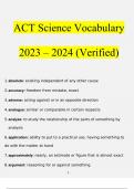 ACT Science Vocabulary 2023 – 2024 (Verified¬)