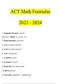 ACT Math Formulas  2023 - 2024