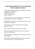 Clinical Microbiology MLT| 121 Questions| With Complete Solutions