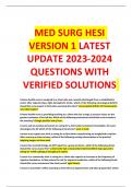 MED SURG HESI  VERSION 1 LATEST  UPDATE 2023-2024  QUESTIONS WITH  VERIFIED SOLUTIONS