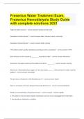 Fresenius Water Treatment Exam, Fresenius Hemodialysis Study Guide with complete solutions