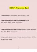 HOSA Nutrition Test questions and answers latest 2023 - 2024 100% correct answers