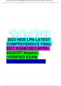 2023 HESI LPN LATEST COMPREHENSIVE FINAL EXIT EXAM 2023 APRILAUGUST Session (VERIFIED EXAM GUARANTEED PASS)