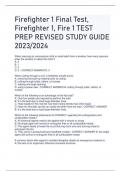 Firefighter 1 Final Test,  Firefighter 1, Fire 1 TEST  PREP REVISED STUDY GUIDE  2023/2024