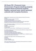 OK Exam PE-1 Personal Lines; Homeowners Program;dwelling property program;flood & personal property floaters; personal auto; boat & personal umbrella with Complete Solutions