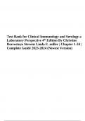 Test Bank for Clinical Immunology and Serology a Laboratory Perspective 4th Edition By Christine Dorresteyn Stevens Linda E. miller | Chapter 1-24 | Complete Guide 2023-2024 (Newest Version)