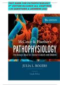 TEST BANK FOR PATHOPHYSIOLOGY 9TH EDITION McCANCE ALL CHAPTERS 1-50 QUESTIONS & ANSWERS 2023