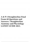 A & P 2 Straighterline Final Exam 60 Questions and Answers / Straighterline Anatomy and Physiology LATEST GUIDE 2023.