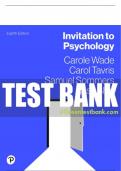 Test Bank For Invitation to Psychology 8th Edition All Chapters - 9780137588589