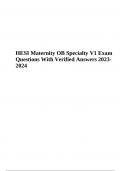 HESI Maternity OB Specialty V1 Exam Questions With Verified Answers Updated 2023- 2024