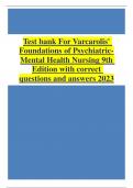 Test bank For Varcarolis' Foundations of Psychiatric-Mental Health Nursing 9th Edition