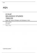 AQA A-level RELIGIOUS STUDIES Paper 2D  JUNE 2023 MARK SCHEME: Study of Religion and Dialogues: Islam