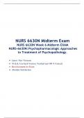 NURS 6630 Midterm Week 6 Exam (Latest  Version 4 ) / NURS 6630N Midterm Exam/ NURS-6630N:Psychopharmacologic Approaches to Treatment of Psychopathology, Walden University