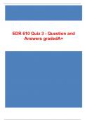 EDR 610 Quiz 3 - Question and Answers graded  A+