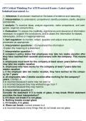 ATI Critical Thinking For ATI Proctored Exam= Latest update SolutionGuaranteed A+      1.	Inference: A conclusion reached on the basis of evidence and reasoning  2.	interpretation: to understand, comprehend, identify problems, clarify, decipher and decode