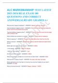 ALC MARKSMANSHIP TEST LATEST 2023-2024 REAL EXAM 100 QUESTIONS AND CORRECT ANSWERS|ALREADY GRADED A+