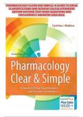 PHARMACOLOGY CLEAR AND SIMPLE- A GUIDE TO DRUG CLASSIFICATIONS AND DOSAGE CALCULATIONS 3RD EDITION WATKINS TEST BANK QUESTIONS AND 100%CORRECT ANSWERS (2023-2024)