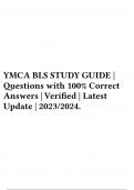 YMCA BLS STUDY GUIDE | Questions with 100% Correct Answers | Verified | Latest Update | 2023/2024.