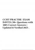 CCHT PRACTISE EXAM DAVITA |90+ Questions with 100% Correct Answers | Updated & Verified 2023 .