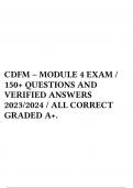 CDFM – MODULE 4 EXAM / 150+ QUESTIONS AND VERIFIED ANSWERS 2023/2024 / ALL CORRECT GRADED A+. 