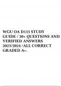 WGU OA D115 STUDY GUIDE / 50+ QUESTIONS AND VERIFIED ANSWERS 2023/2024 /ALL CORRECT GRADED A+. 