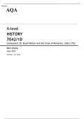 AQA A-level HISTORY Component 1D JUNE 2023 MARK SCHEME: Stuart Britain and the Crisis of Monarchy, 1603–1702