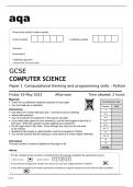 Aqa GCSE Computer Science 8525/1B Question Paper May2023.