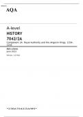 AQA A-level HISTORY Component 2A JUNE 2023 MARK SCHEME: Royal Authority and the Angevin Kings, 1154–1216